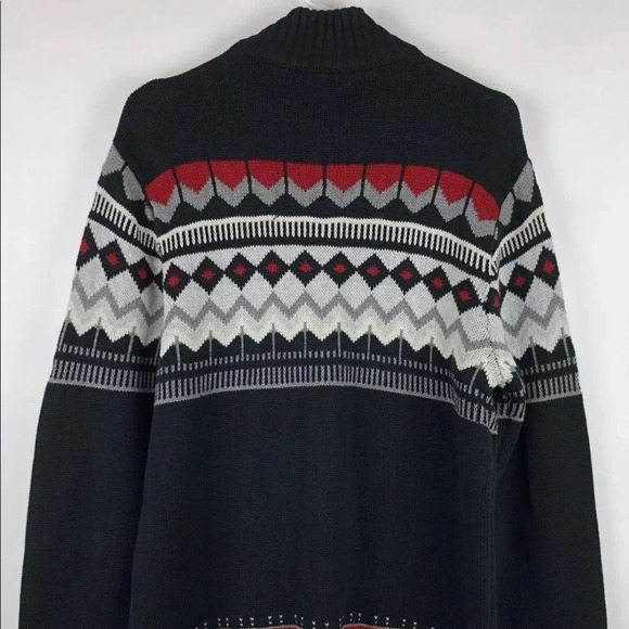 New Chaps Zip Front Cardigan Sweater Chevron Ski M - Picture 3 of 7